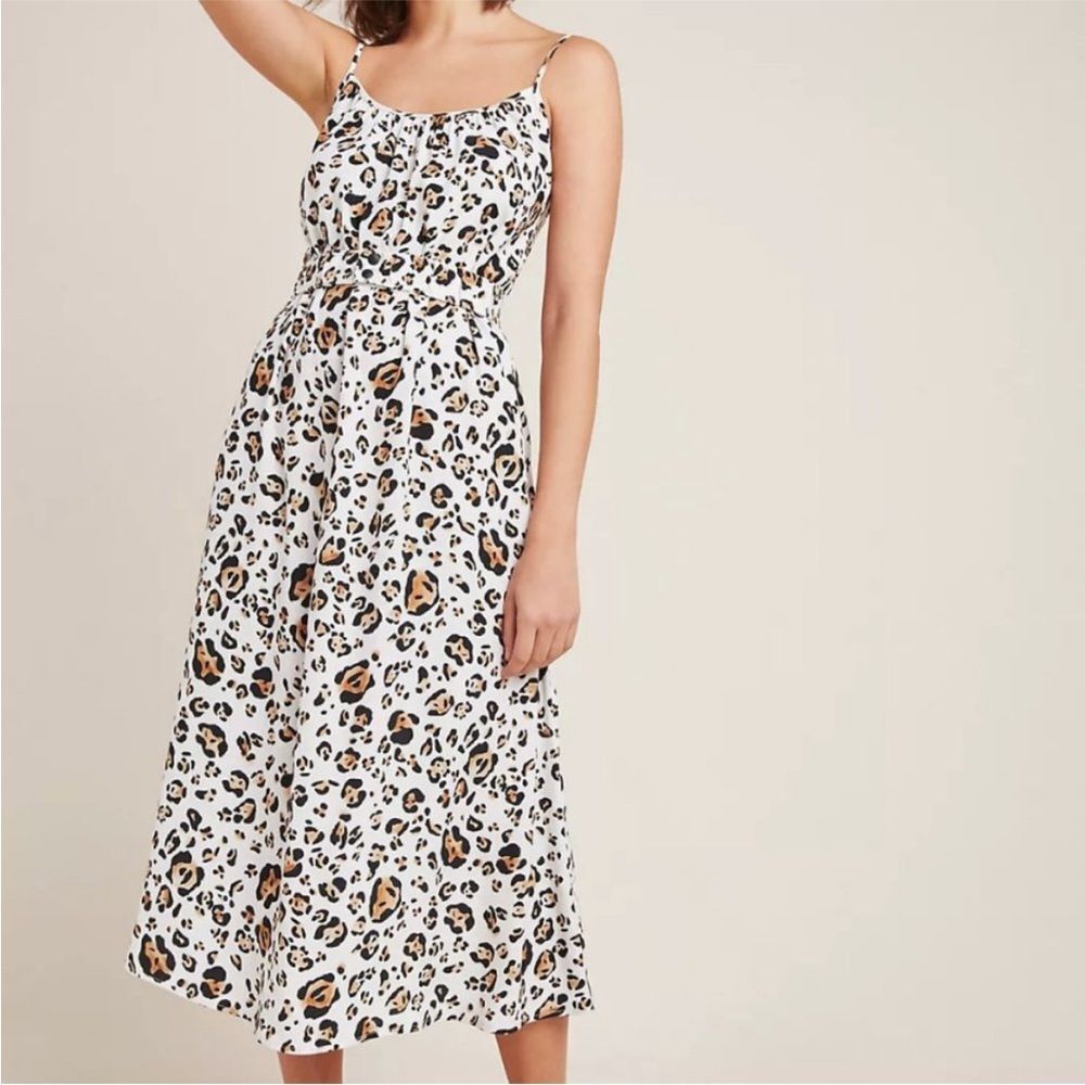 Corey Lynn Calter Arabella Dress Leopard Animal Print Midi Anthropologie